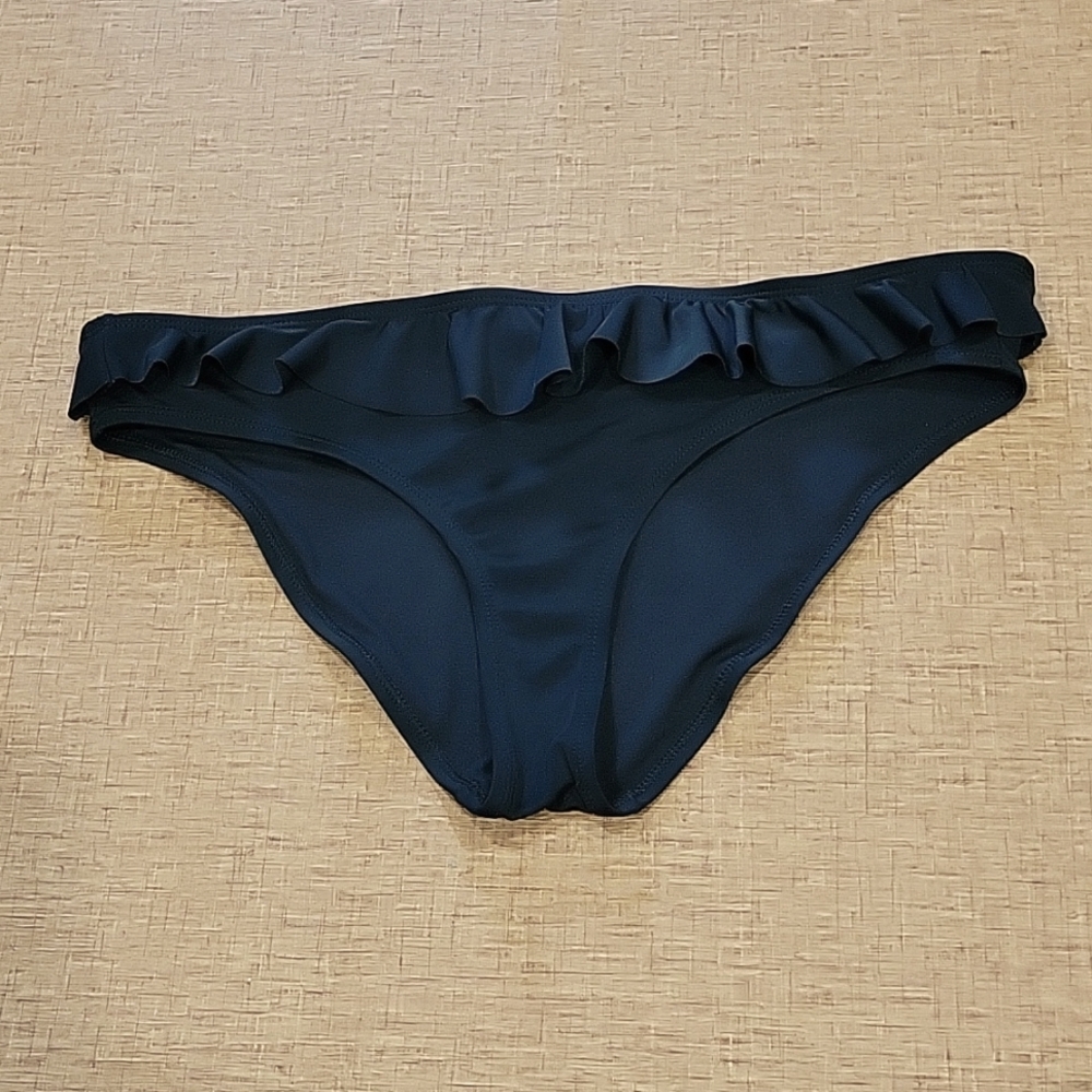 3/$20 Ruffle Black Bikini Swimsuit Bottom Size Large